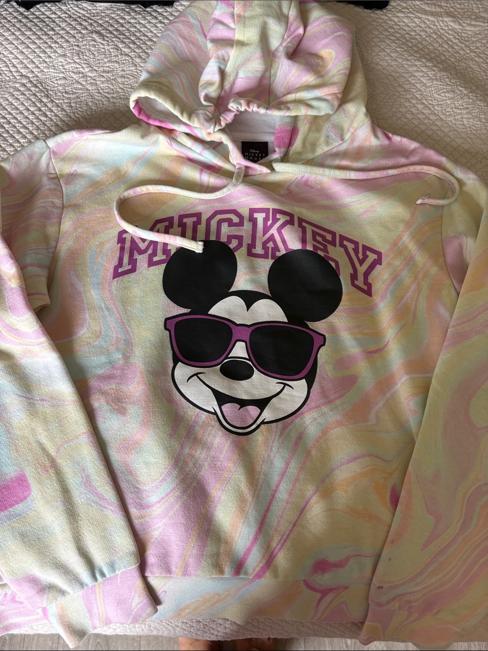 Disney Pastel Tie-Dye Mickey Hoodie in Pink & Cream